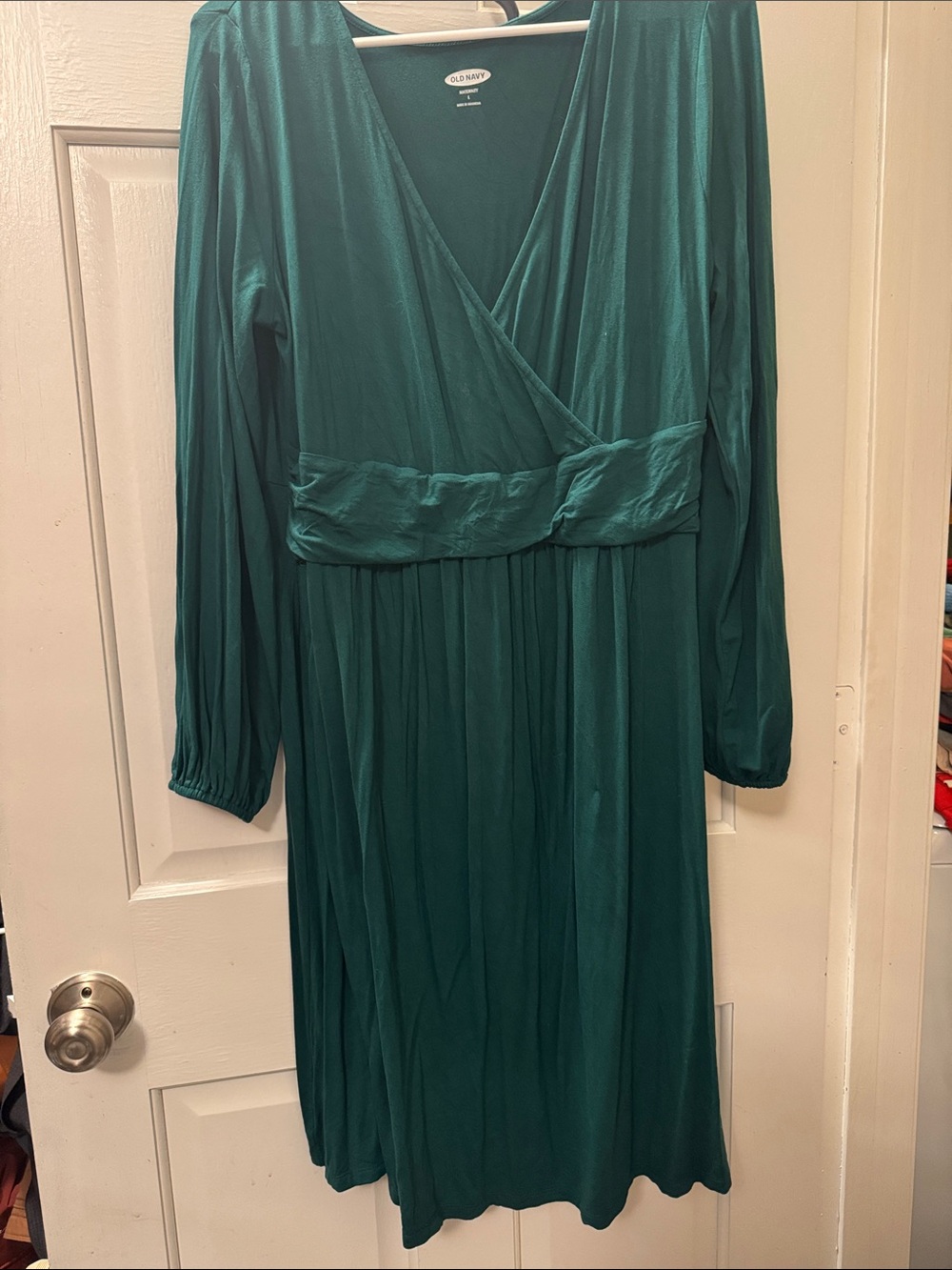 Old Navy Teal Long Sleeve Faux-Wrap Midi Dress- maternity